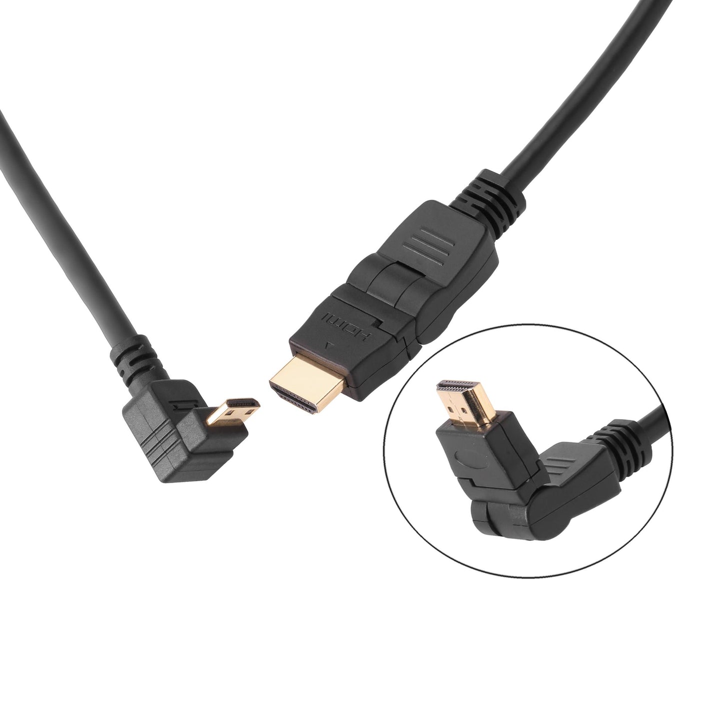 1.5ft Right Angle Swivel HDMI to Mini HDMI Cable